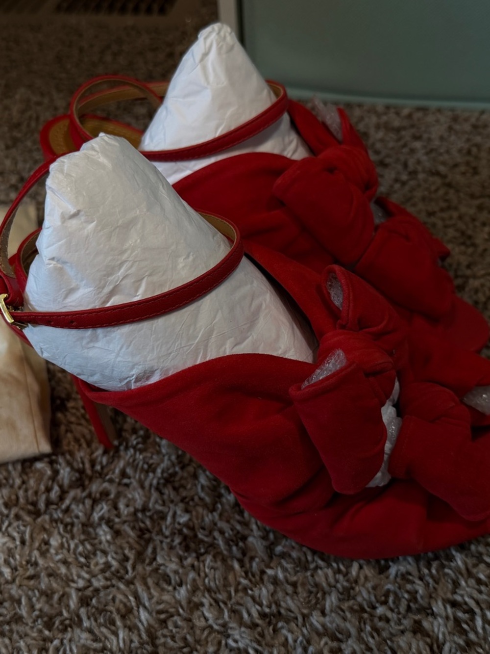 Tory Burch Red Bow Suede Slingback Heels - Size 8.5